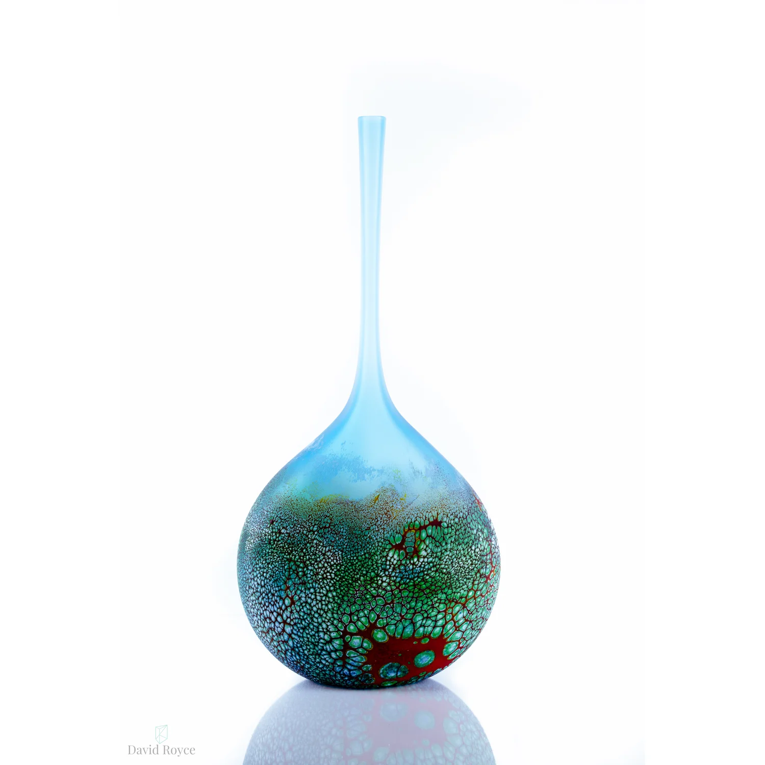 Aquamarine and green Elemental glass vessel