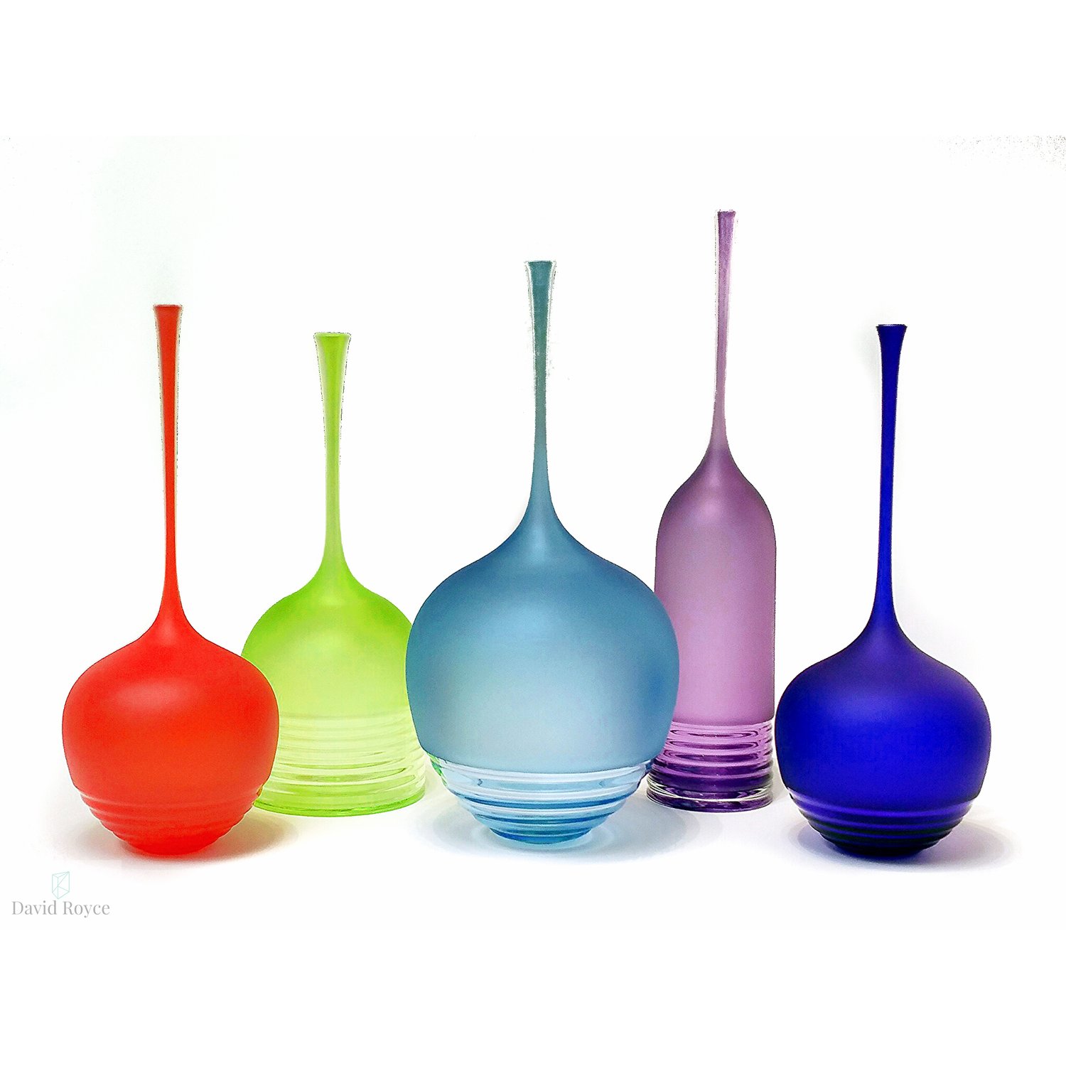 Group of green Ripple glass vessels